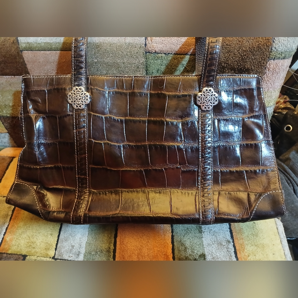 Embossed Leather Croc Pattern Handbag Brighton - image 1